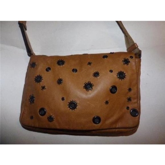Prada Vintage Tan Leather and Suede with Rivet Design Shoulder Bag - Picture 6 of 8